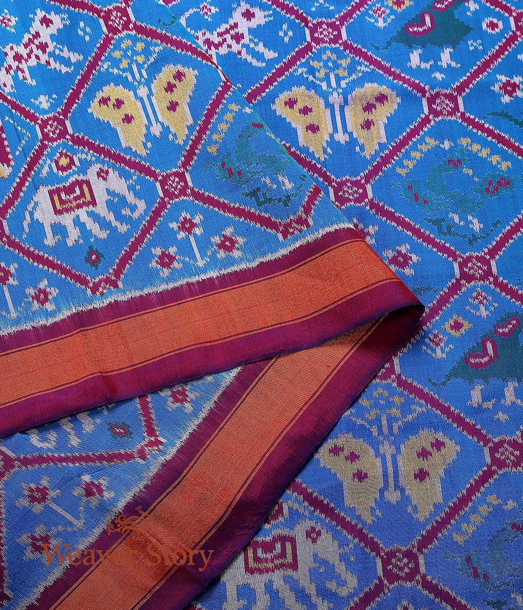 Handloom_Blue_Patola_Dupatta_with_Red_Zari_Border_WeaverStory_04