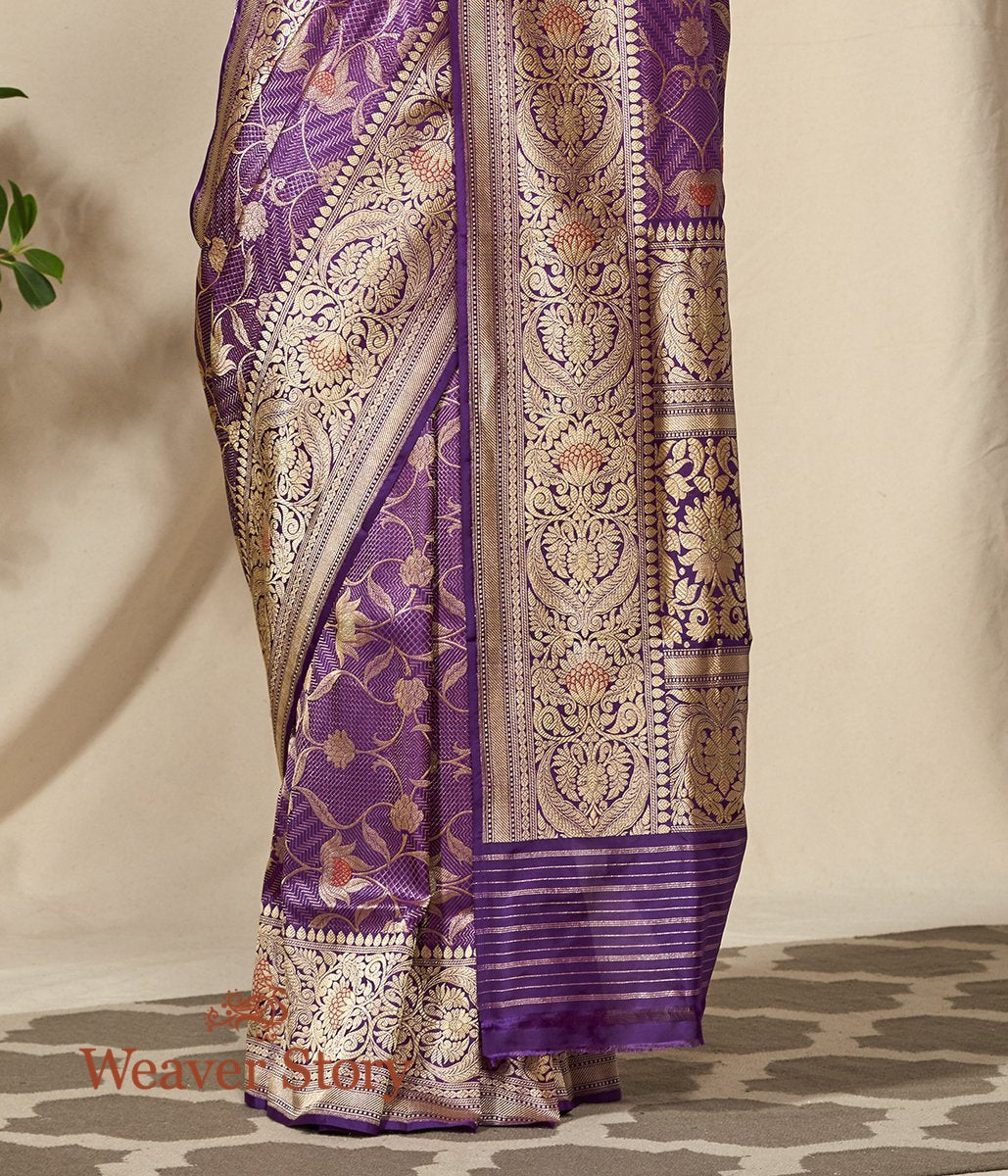 Handwoven_Purple_Meenakari_Kimkhab_Saree_with_Elaborate_Floral_Border_WeaverStory_04