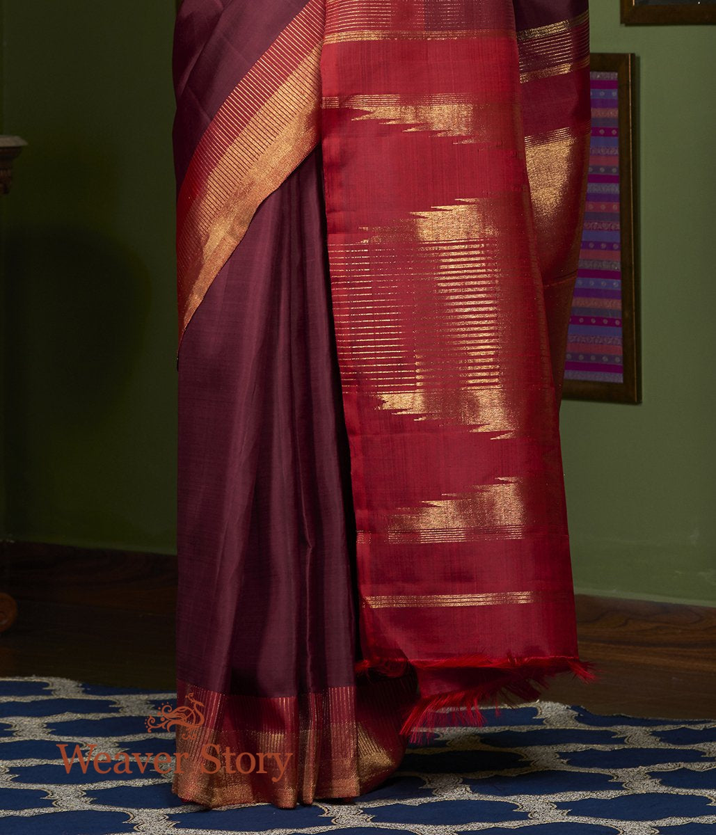 Handwoven_Wine_Kanjivaram_Silk_Saree_with_Red_Border_WeaverStory_04