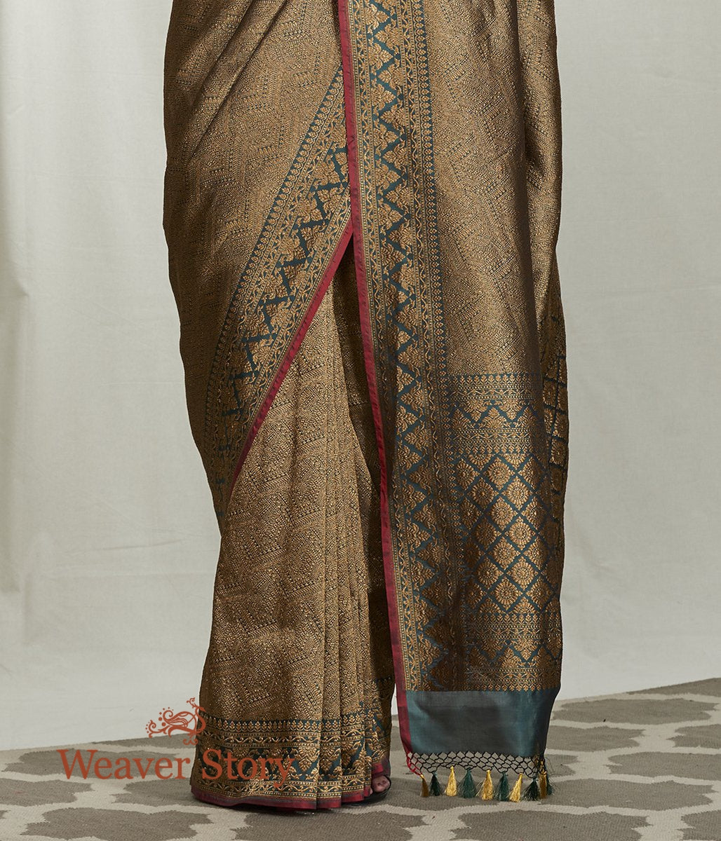Handwoven_Green_Antique_Zari_Tanchoi_Saree_WeaverStory_04