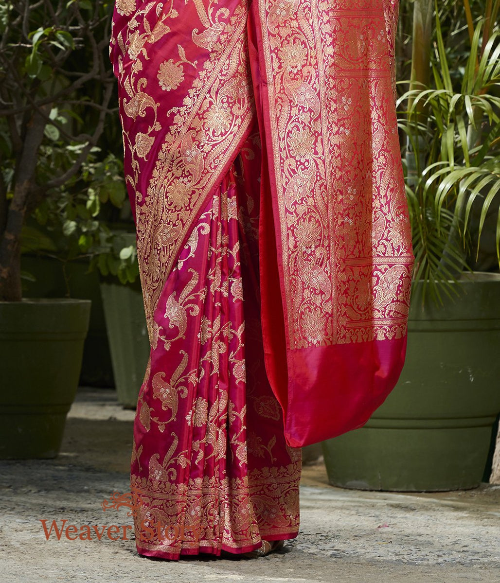 Handwoven_Rani_Pink_and_Orange_Dual_Tone_Koniya_Jangla_Saree_WeaverStory_04