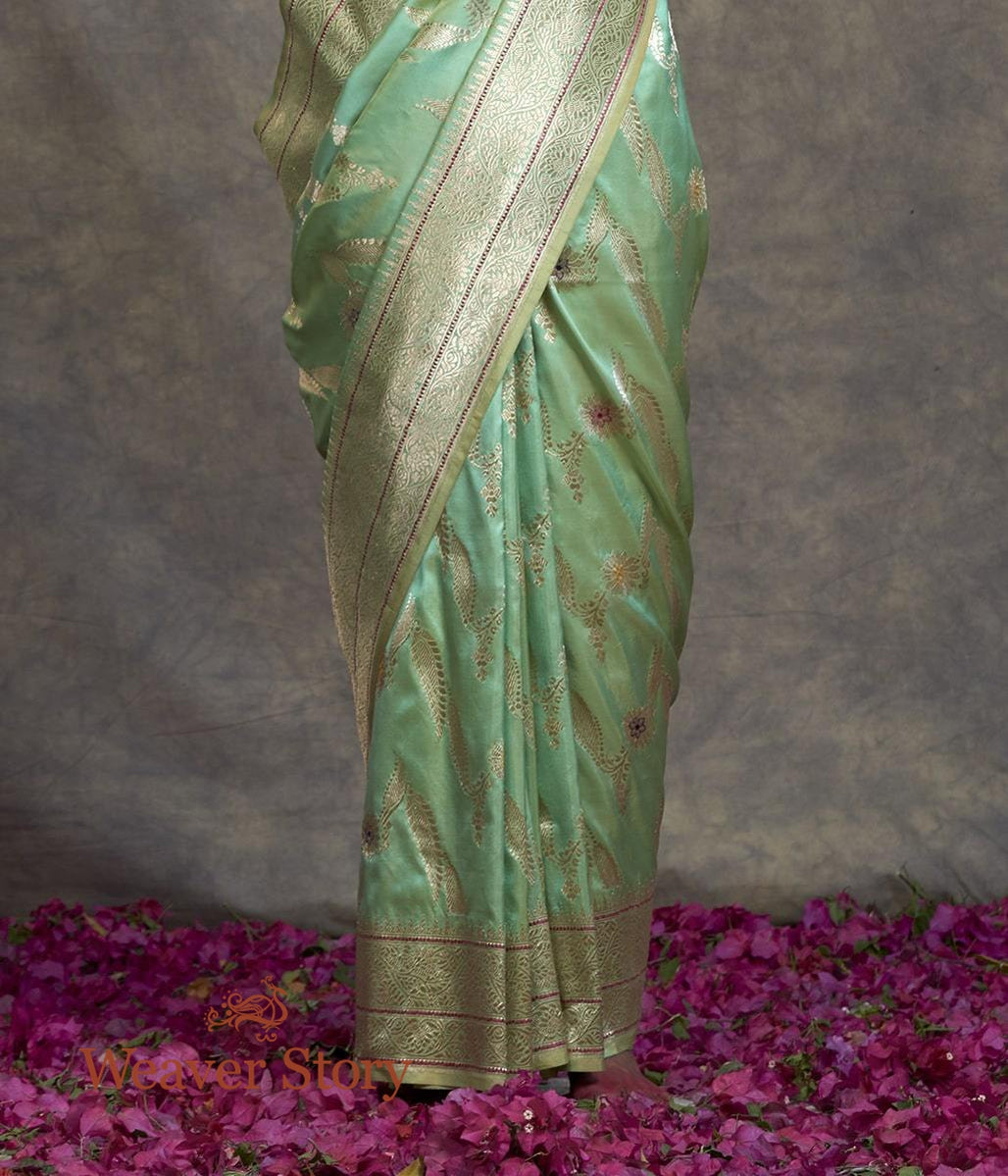Handwoven_Sea_Green_Kadhwa_Jangla_Saree_with_Meenakari_WeaverStory_04