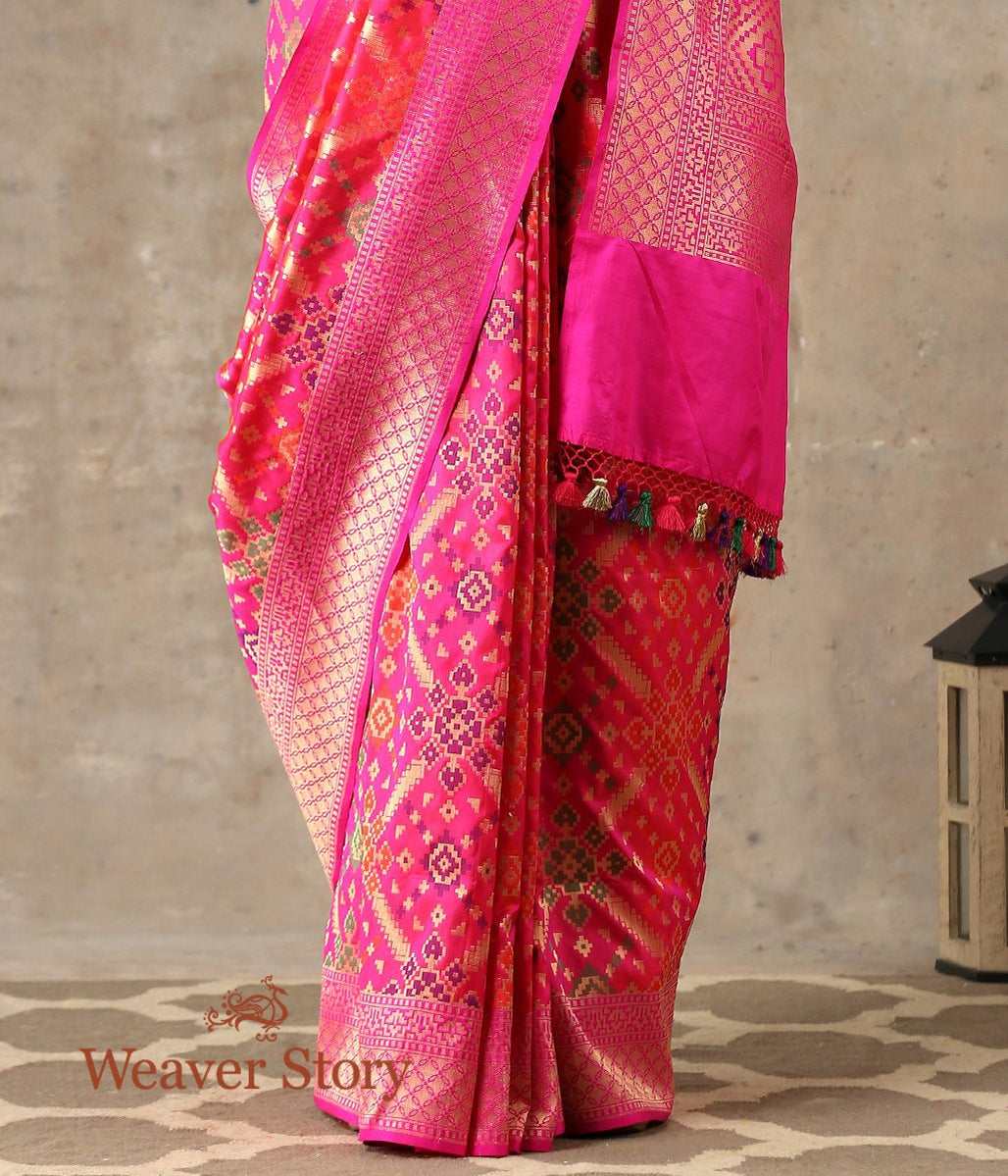 Handwoven_Pink_Banarasi_Patola_Saree_with_Meenakari_WeaverStory_04