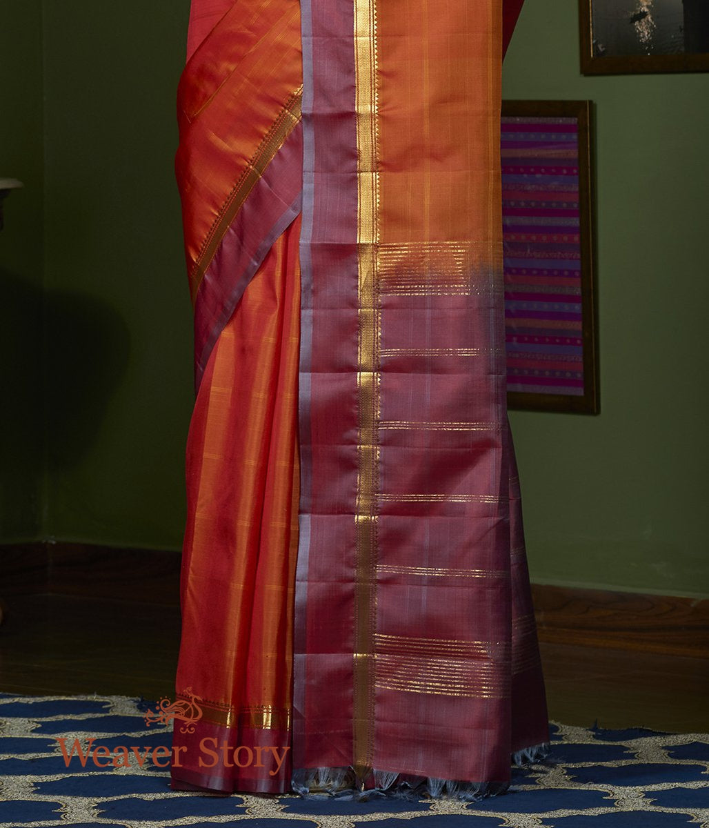 Handwoven_Rust_Kanjivaram_Sailk_Saree_with_Wine_Border_WeaverStory_04