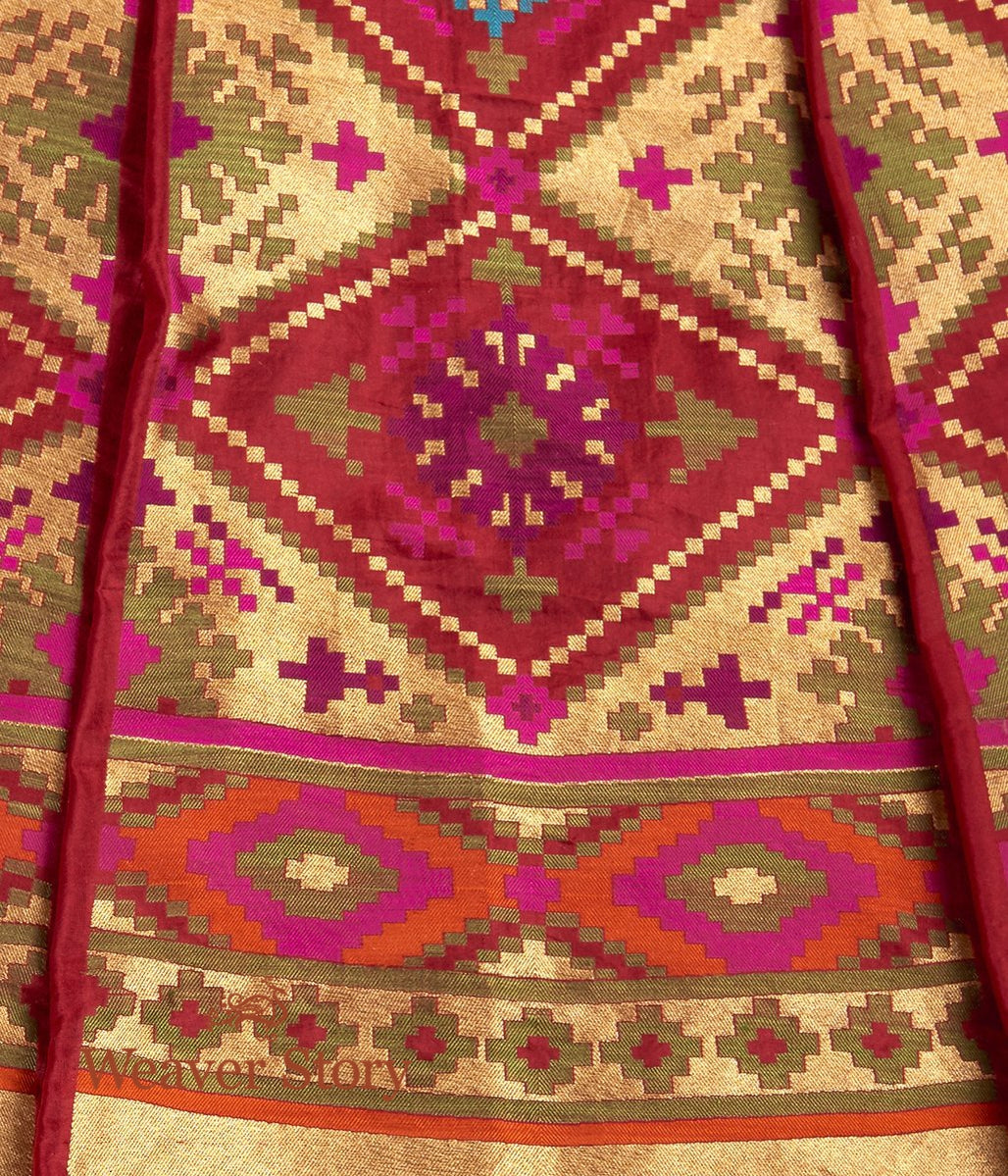 Handwoven_Banarasi_Lehenga_in_Maroon_with_Patola_Inspired_Weave_WeaverStory_08