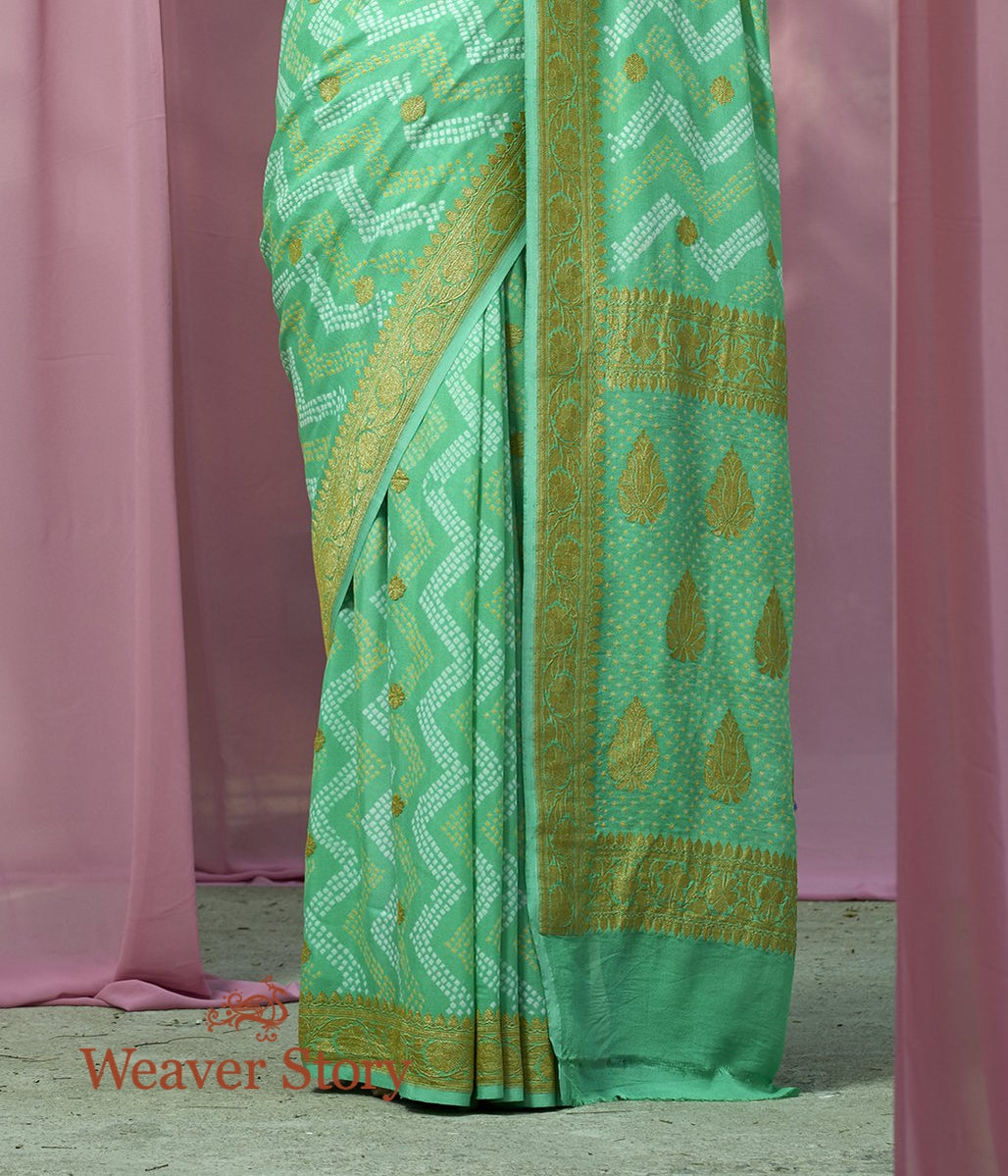 Handloom_Sea_Green_Bandhej_Saree_WeaverStory_04