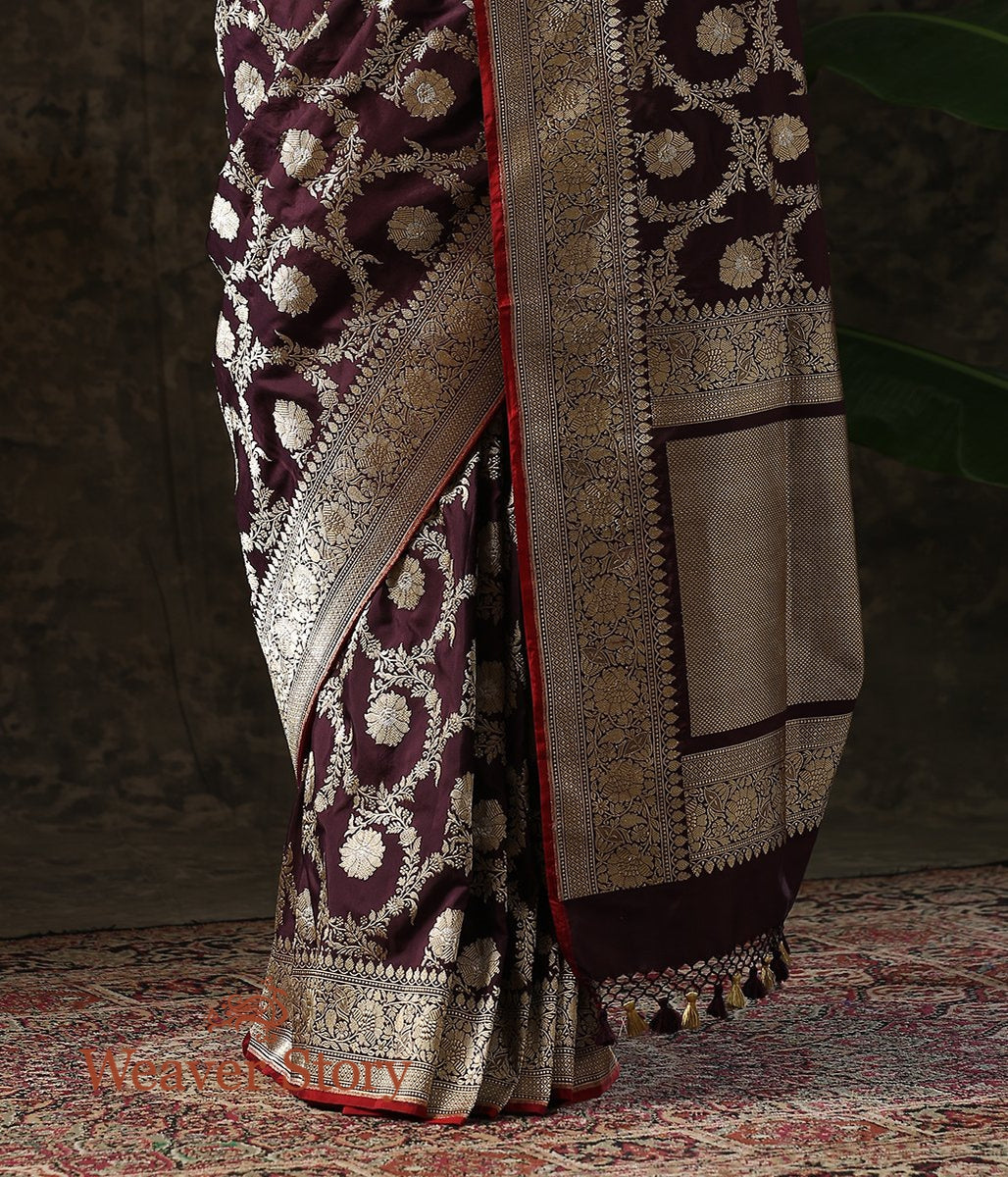 Handwoven_Wine_Kadhwa_Floral_Jaal_Saree_with_Red_Selvedge_WeaverStory_04