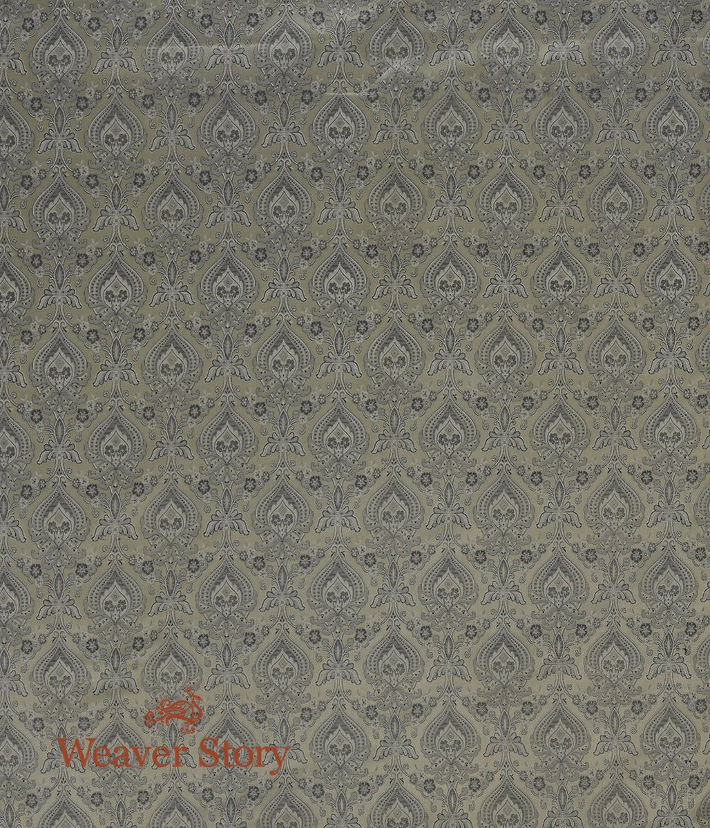 Handloom_Beige_Jamawar_Fabric_with_Mehraab_Jaal_Woven_in_Black_WeaverStory_04