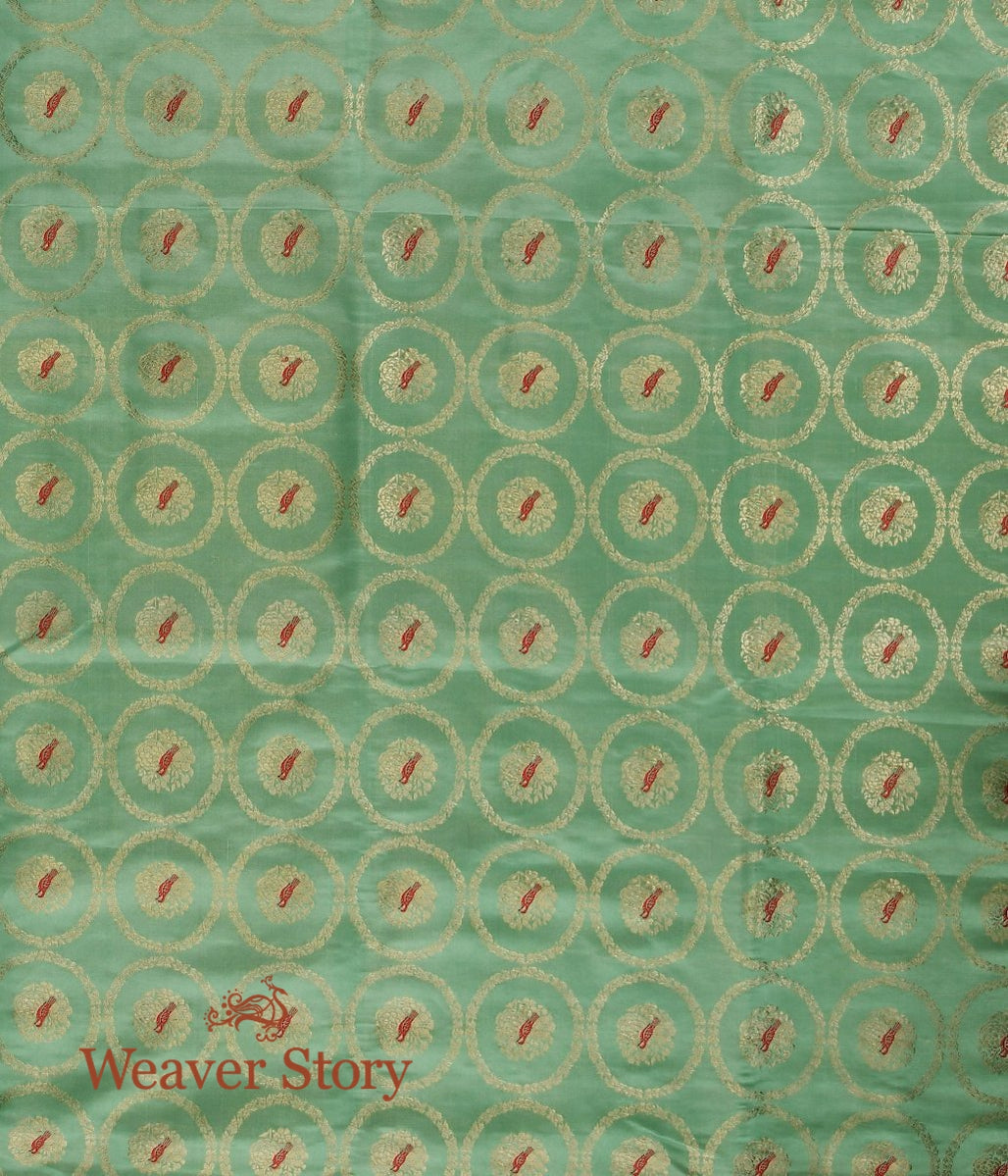 Handloom_Green_Pure_Satin_Fabric_with_Bird_Motifs_WeaverStory_04