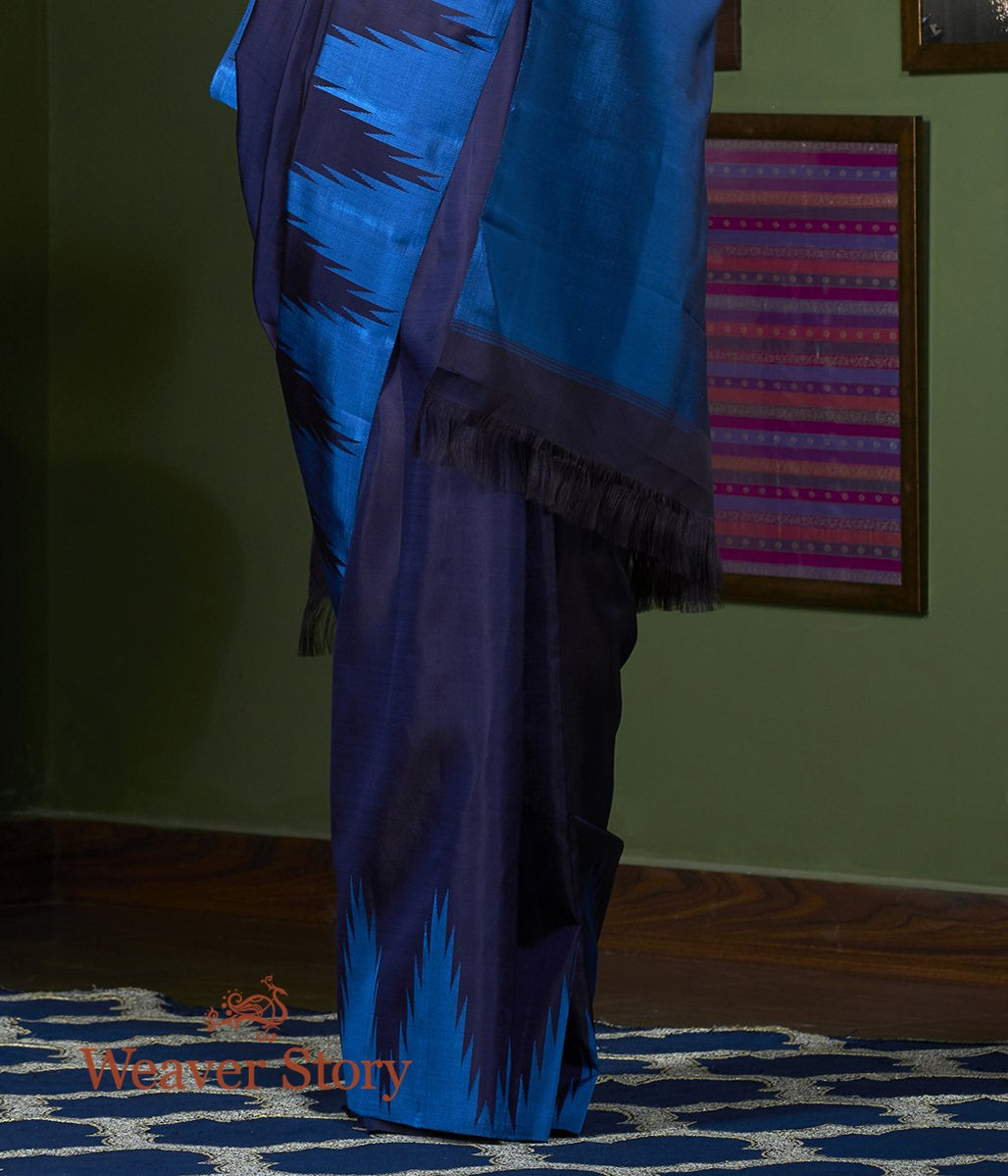 Handloom_Dark_Purple_Temple_Border_Saree_with_Turquoise_Twill_Weave_Border_WeaverStory_04