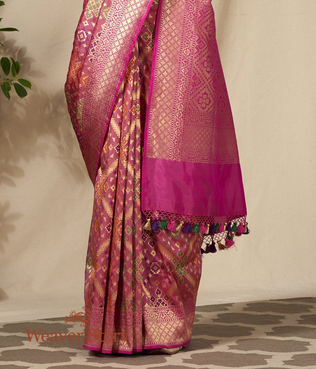 Handwoven_Rose_Pink_Meenakari_Banarasi_Patola_Saree_WeaverStory_04
