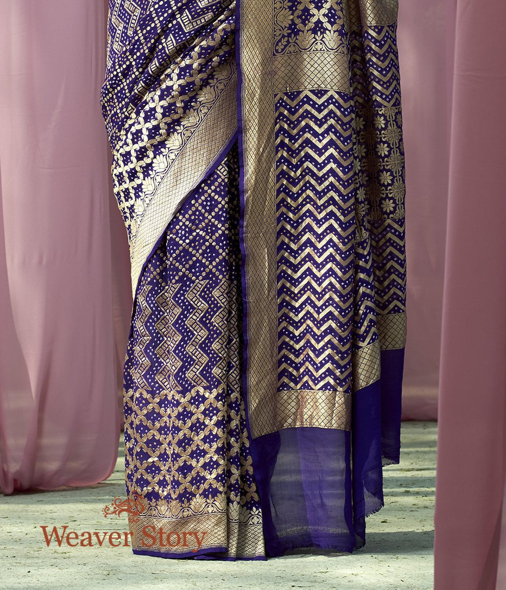 Handwoven_Purple_Banarasi_Bandhej_Saree_WeaverStory_04