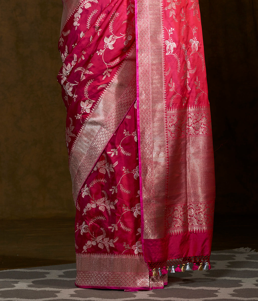 Handloom_Hot_Pink_Kadhwa_Jangla_Saree_with_Gold_Silver_Zari_WeaverStory_04