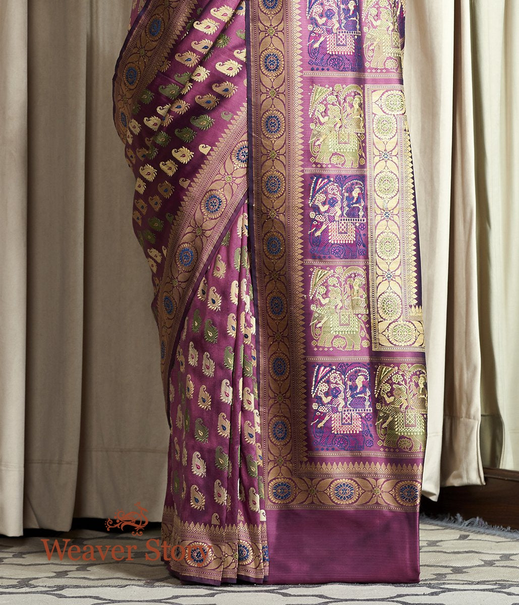 Handwoven_Mauve_Banaras_Baluchari_Saree_with_Elephant_Pallu_WeaverStory_04