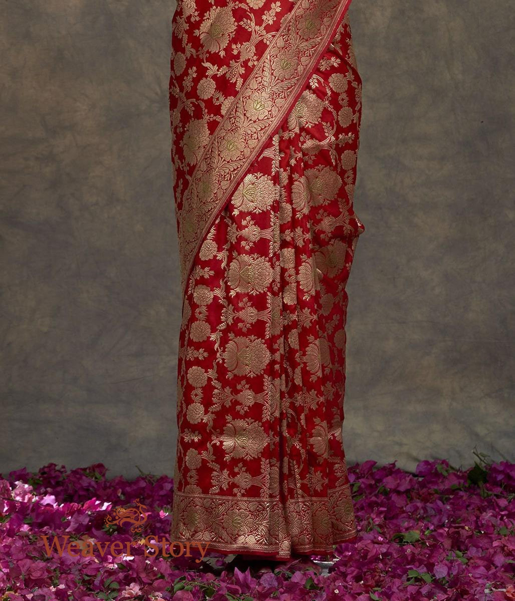 Handwoven_Red_Kadhwa_Jangla_Saree_with_Green_Meenakari_WeaverStory_04