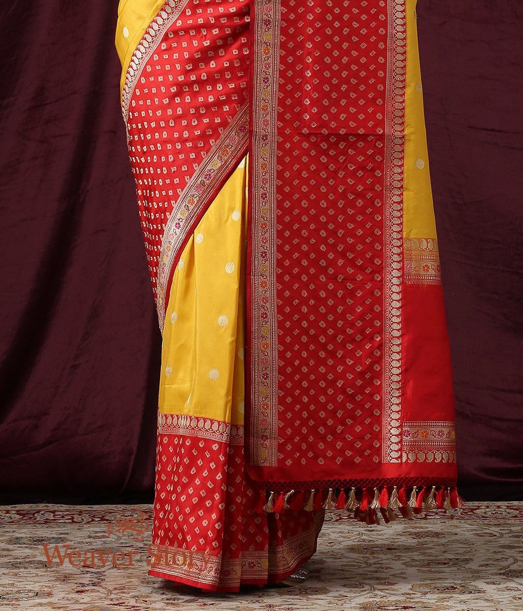 Handwoven_Yellow_Ektara_Silk_Saree_with_Red_Border_WeaverStory_04