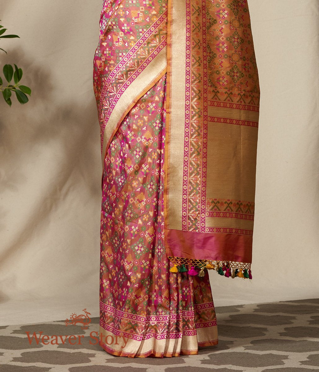 Handwoven_Peach_and_Pink_Banarasi_Patola_Saree_with_Meenakari_WeaverStory_04