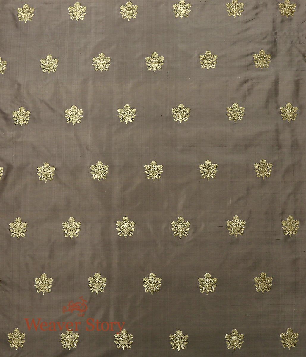 Handloom_Brown_Grey_Kadhwa_Booti_Dupion_Fabric_WeaverStory_03