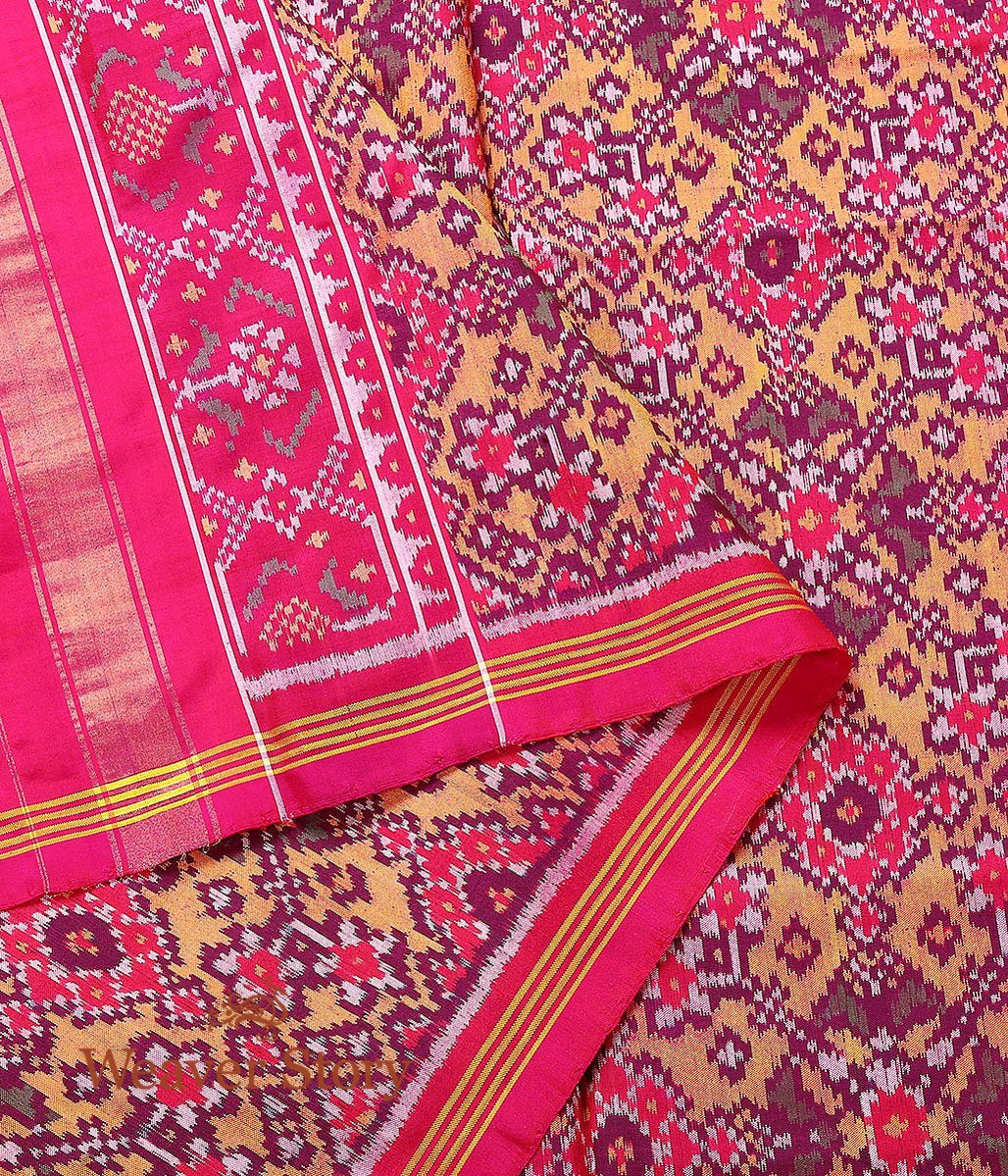 Handloom_Pink_&_Mustard_Dual_Tone_Patola_Dupatta_WeaverStory_04