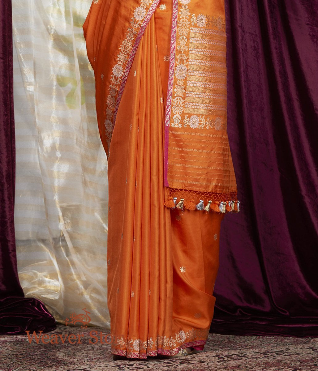 Handloom_Orange_Kadwa_Boota_Saree_with_Small_Border_WeaverStory_04