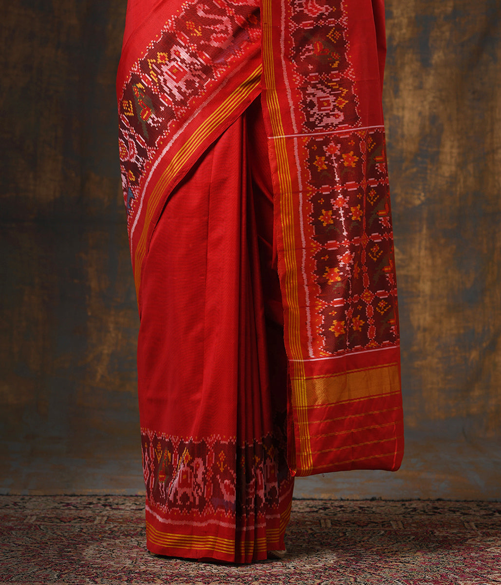 Handloom_Green_and_Red_Gujarat_Patola_Saree_with_Elephants_WeaverStory_04