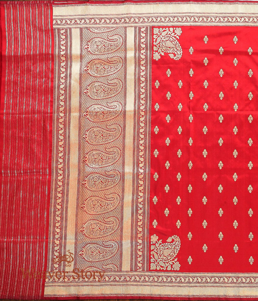 Handloom_Red_Kadhwa_Booti_Dupatta_WeaverStory_03