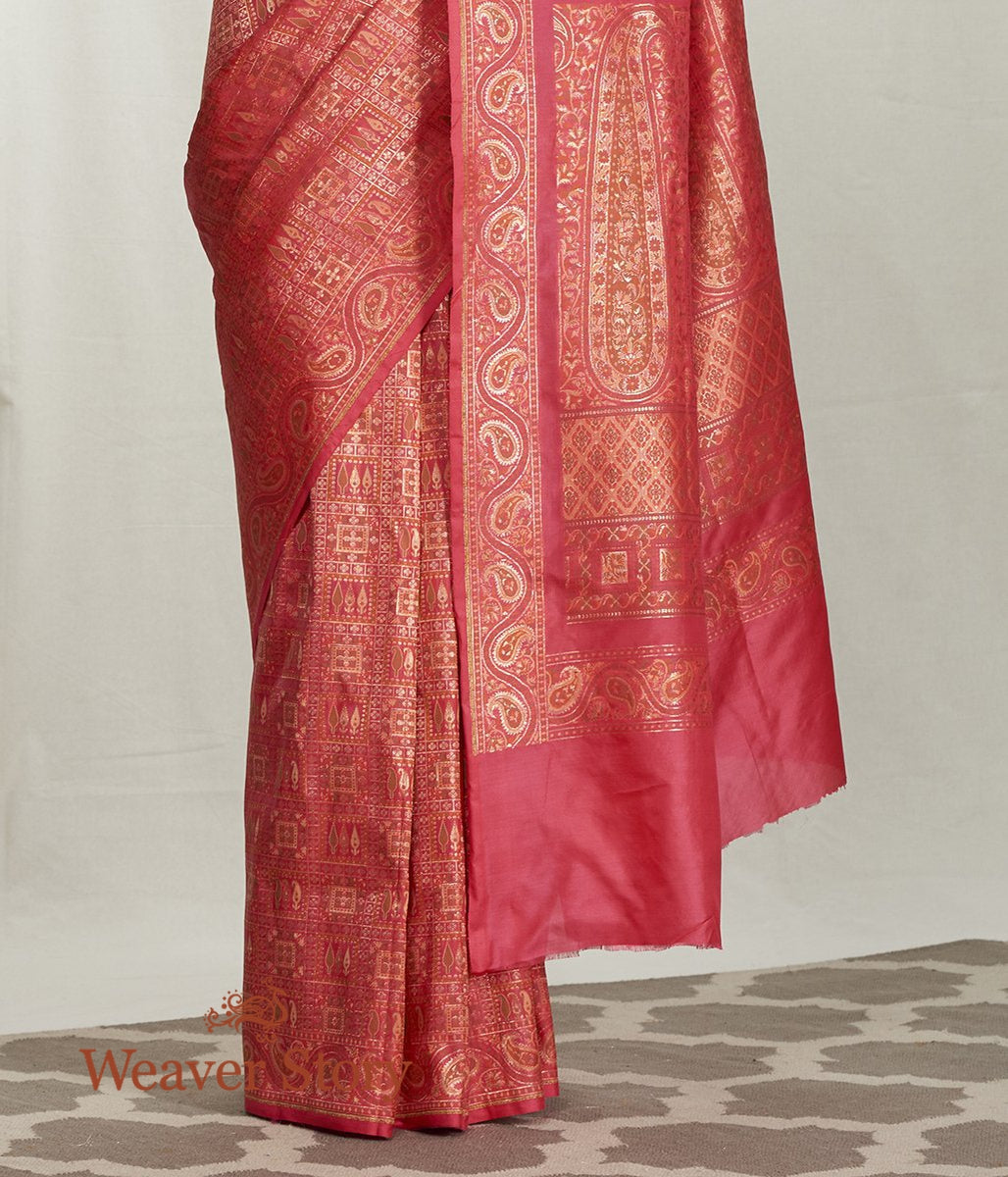 Handwoven_Gharchola_Saree_Orange_and_Pink_Dual_Tone_WeaverStory_04