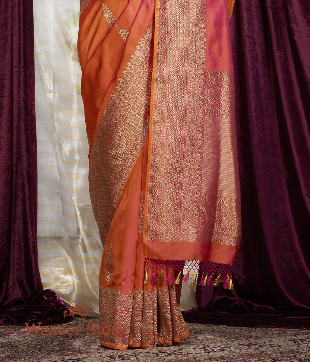 Handwoven_Orange_Dual_Tone_Ektara_Saree_with_Broad_Border_WeaverStory_04