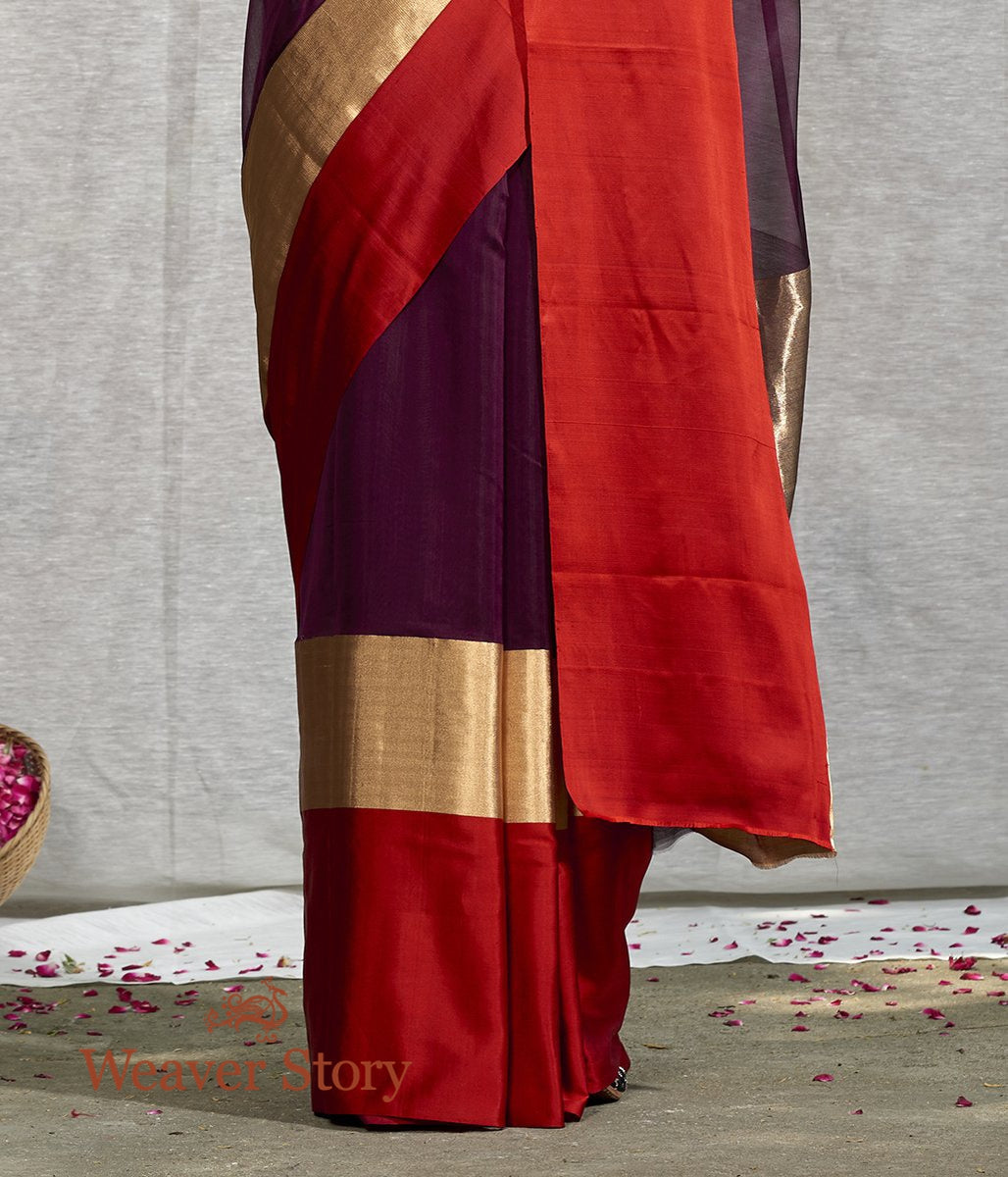 Handwoven_Purple_Plain_Saree_with_Red_Mushroo_Border_WeaverStory_04