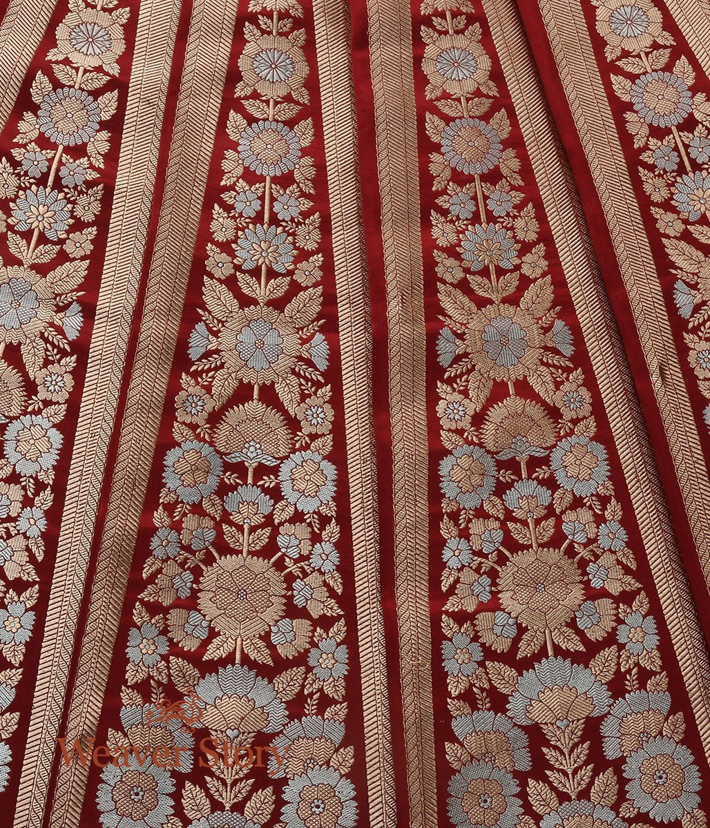 Maroon_Handloomed_Kadhwa_Katan_Silk_Banarasi_Lehenga_WeaverStory_04