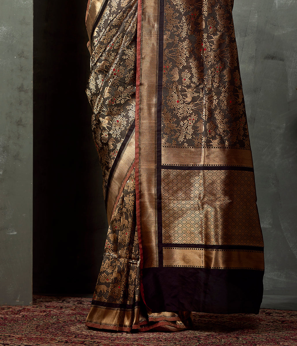 Handloom_Black_Kimkhab_Shikargah_Banarasi_Saree_WeaverStory_04