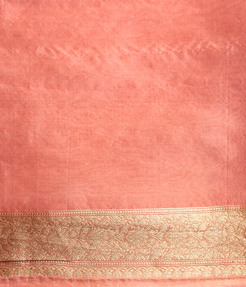 Handwoven_Peach_Kora_Saree_with_Gold_Silver_Zari_Booti_WeaverStory_05