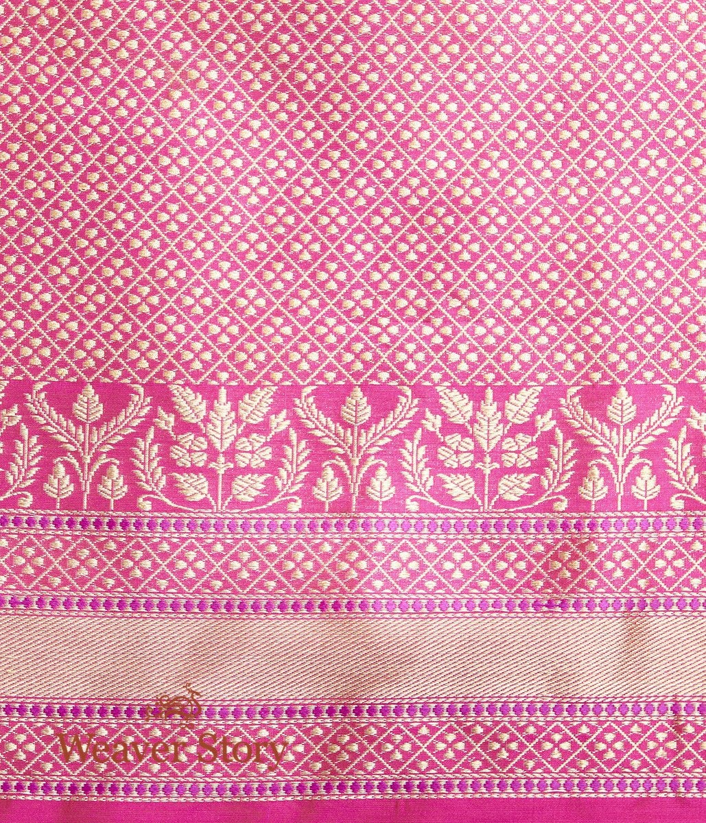 Handwoven_Pink_All_Over_Zari_Kadhwa_Meenakari_Jangla_Saree_WeaverStory_05