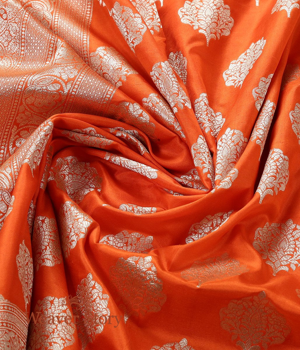 Handloom_Orange_Katan_Silk_Cutwork_Booti_Dupatta_WeaverStory_05
