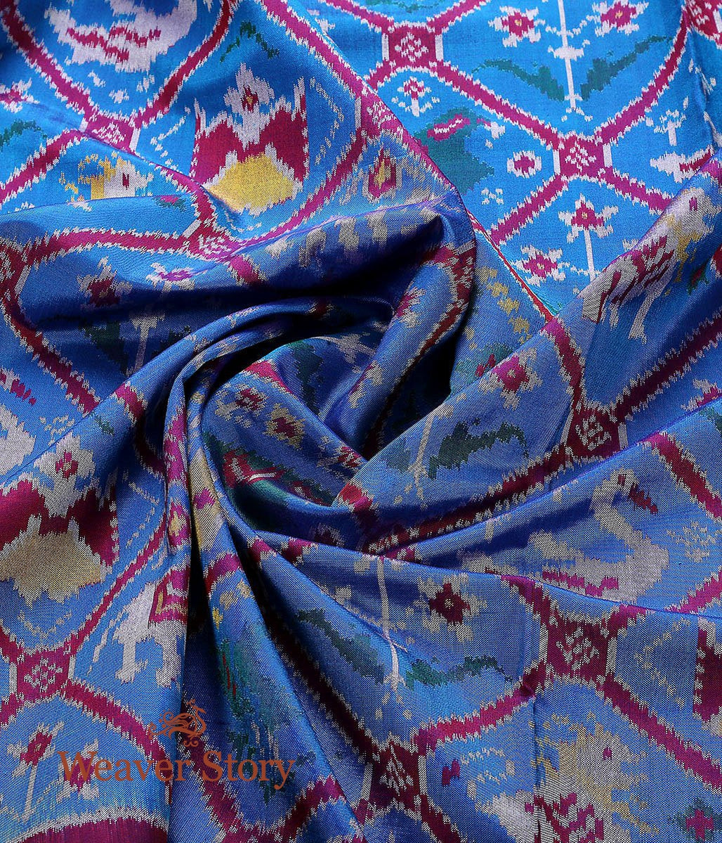 Handloom_Blue_Patola_Dupatta_with_Red_Zari_Border_WeaverStory_05