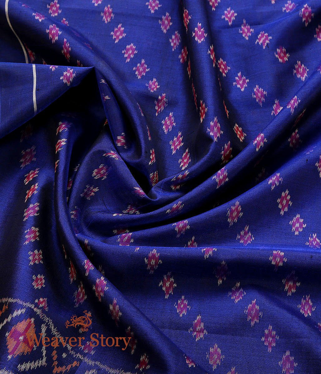Handloom_Blue_Single_Ikat_Dupatta_from_Rajkot_WeaverStory_05