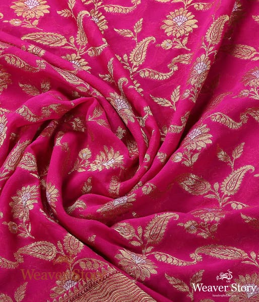 Handwoven_Banarasi_Georgette_Cutwork_Dupatta_in_Pink_WeaverStory_05