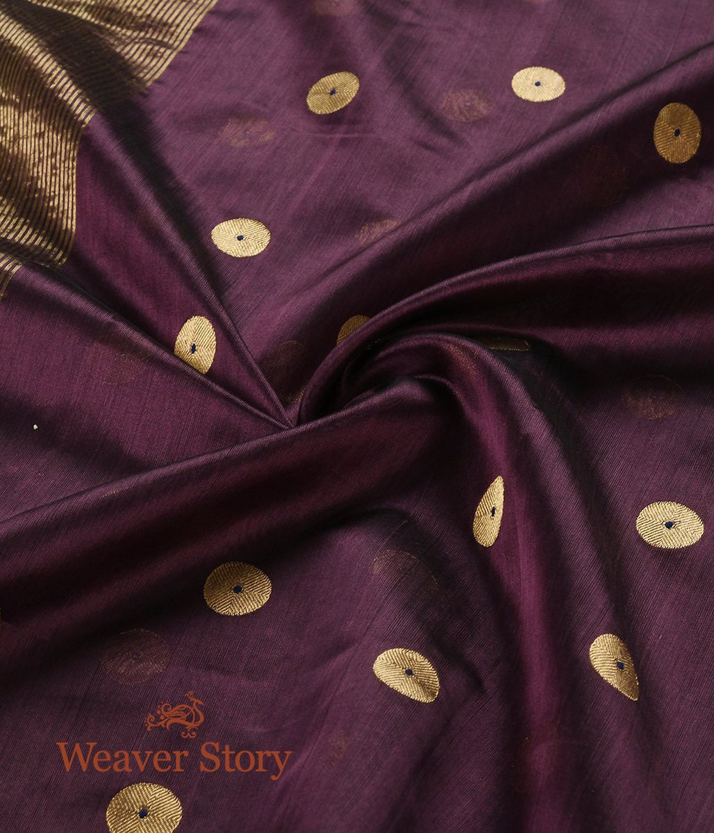 Handloom_Wine_Chanderi_Silk_Dupatta_with_Asharfi_Booti_WeaverStory_05
