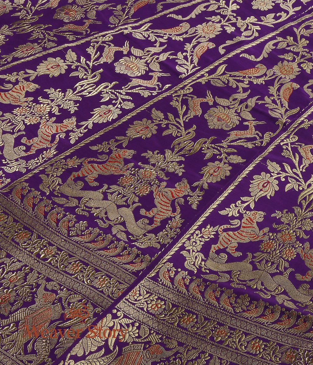 Handloom_Purple_Kadhwa_Banarasi_Shikargah_Lehenga_with_Meenakari_WeaverStory_05