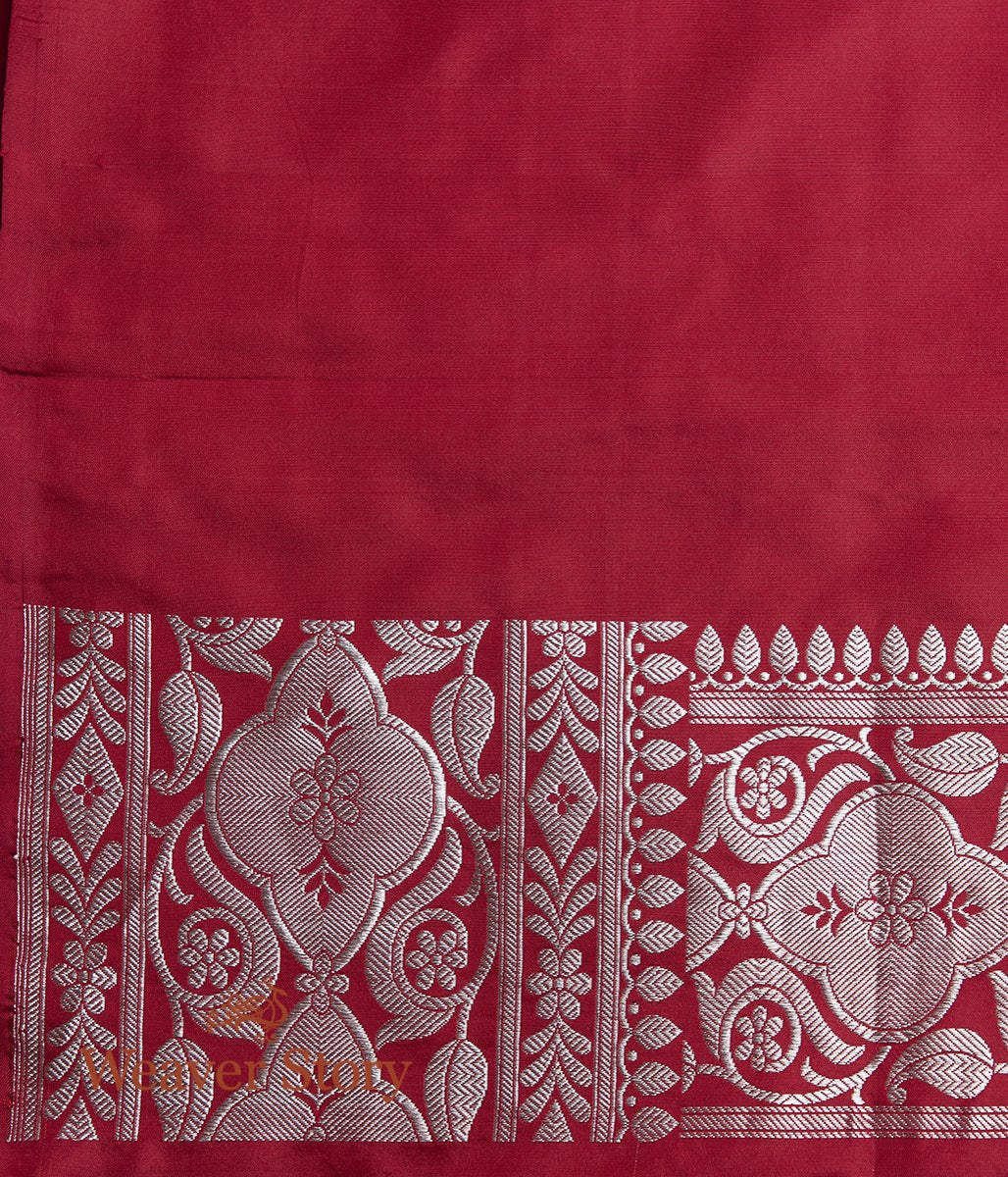 Handwoven_Orange_Pink_Kadhwa_Boota_Saree_with_Silver_Zari_WeaverStory_05