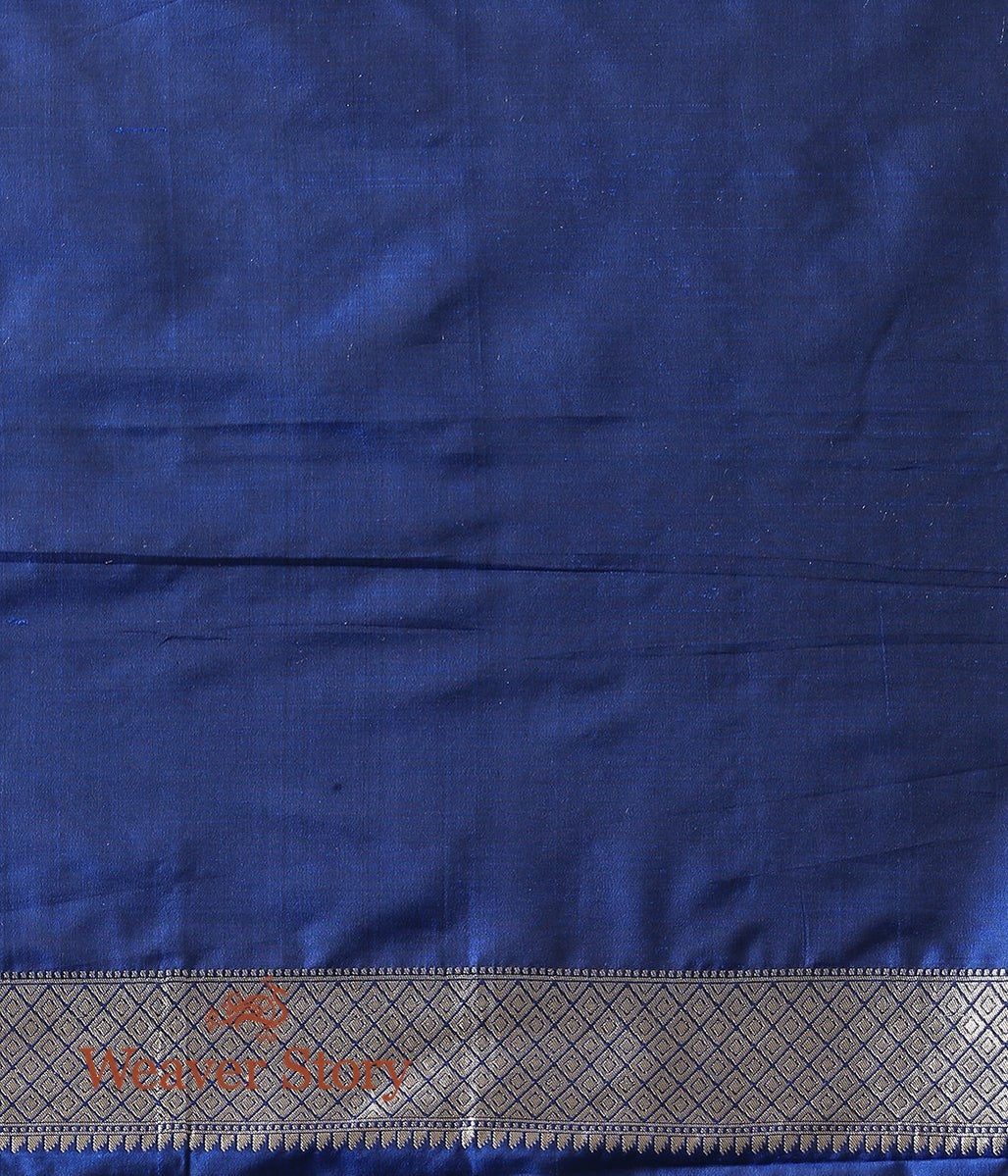 Handwoven_Blue_Cutwork_Booti_Saree_with_Pink_Selvedge_WeaverStory_05