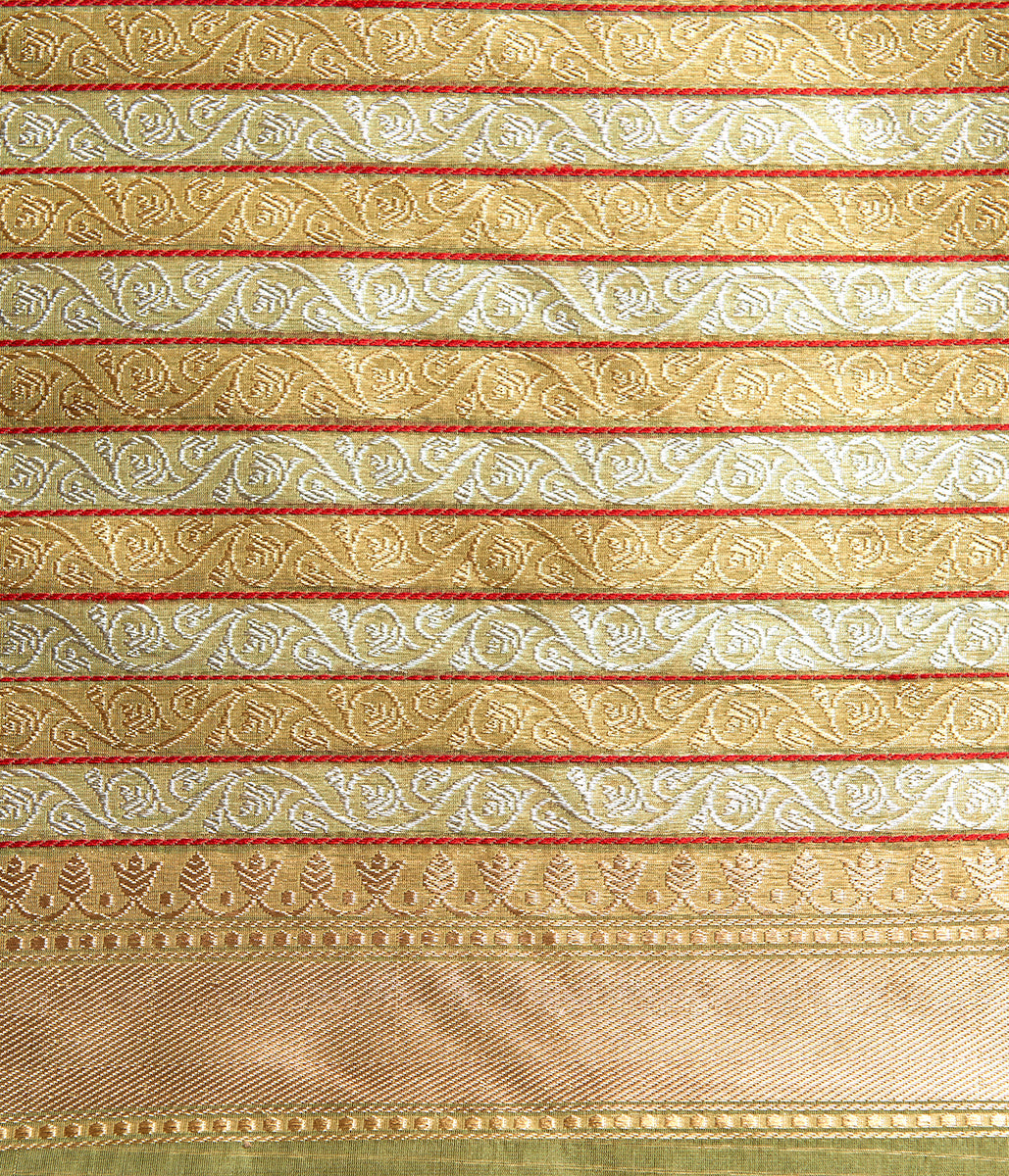 Handloom_Pista_Green_Kora_Saree_with_Red_Selvedge_WeaverStory_05