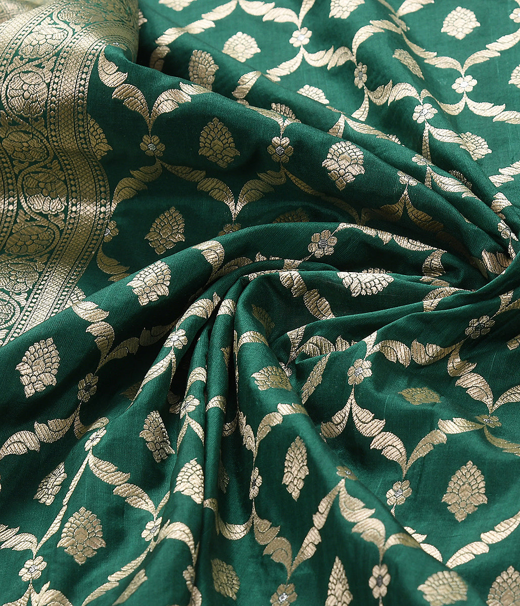 Handloom_Green_Katan_Silk_Jangla_Dupatta_with_Meenakari_Jaal_WeaverStory_05