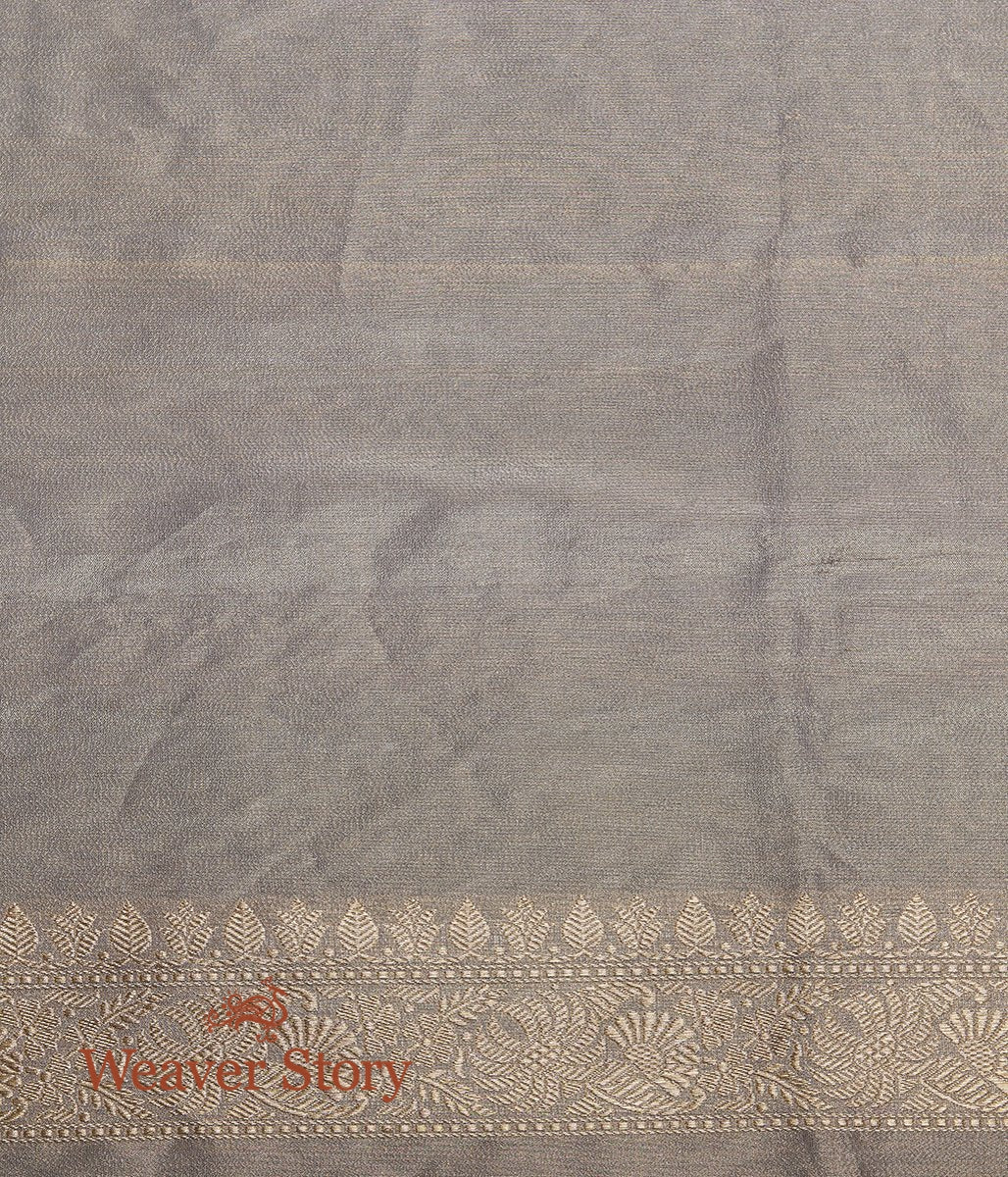 Handwoven_Grey_Silk_Tissue_Saree_with_Small_Dots_WeaverStory_05