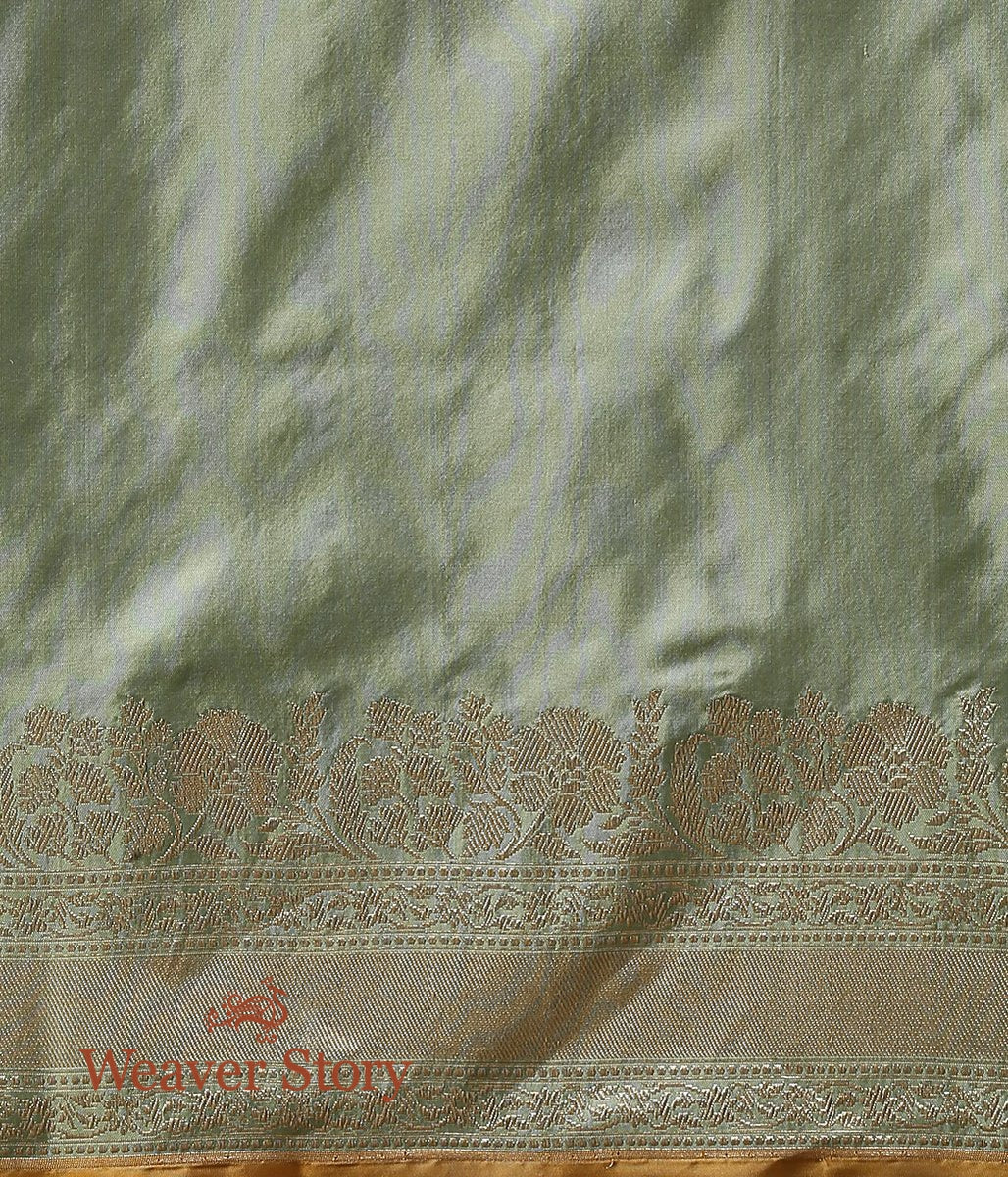 Handwoven_Pista_Green_Kadhwa_Jangla_Saree_WeaverStory_05