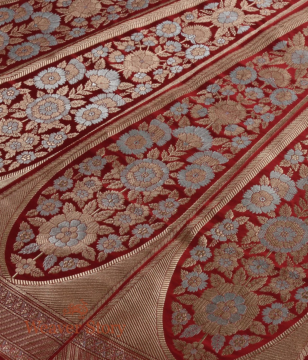 Maroon_Handloomed_Kadhwa_Katan_Silk_Banarasi_Lehenga_WeaverStory_05
