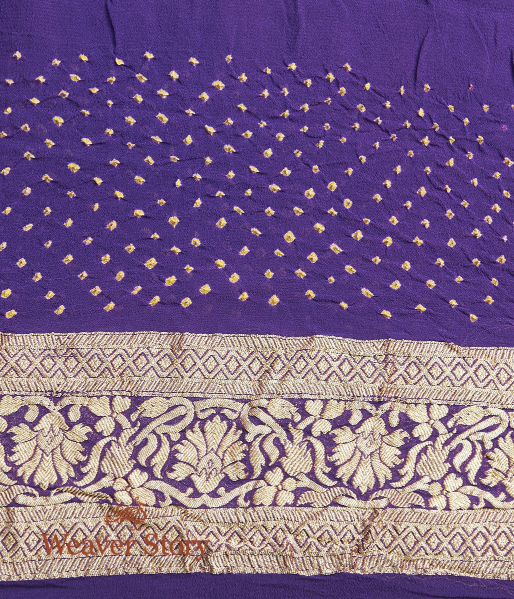 Handwoven_Purple_Banarasi_Bandhej_Saree_WeaverStory_05
