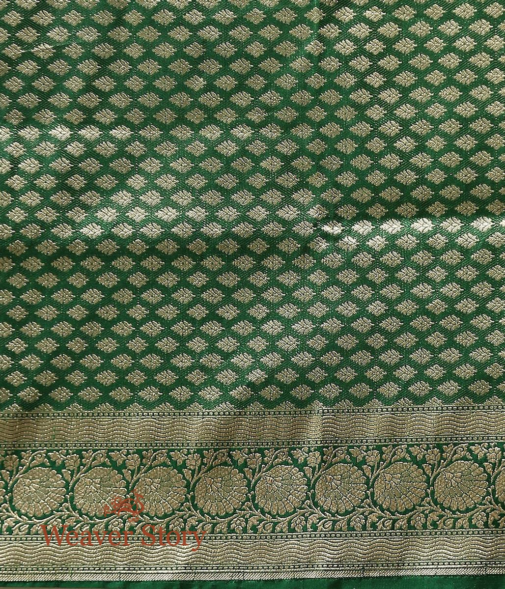 Handwoven_Green_Cutwork_Booti_Saree_WeaverStory_05