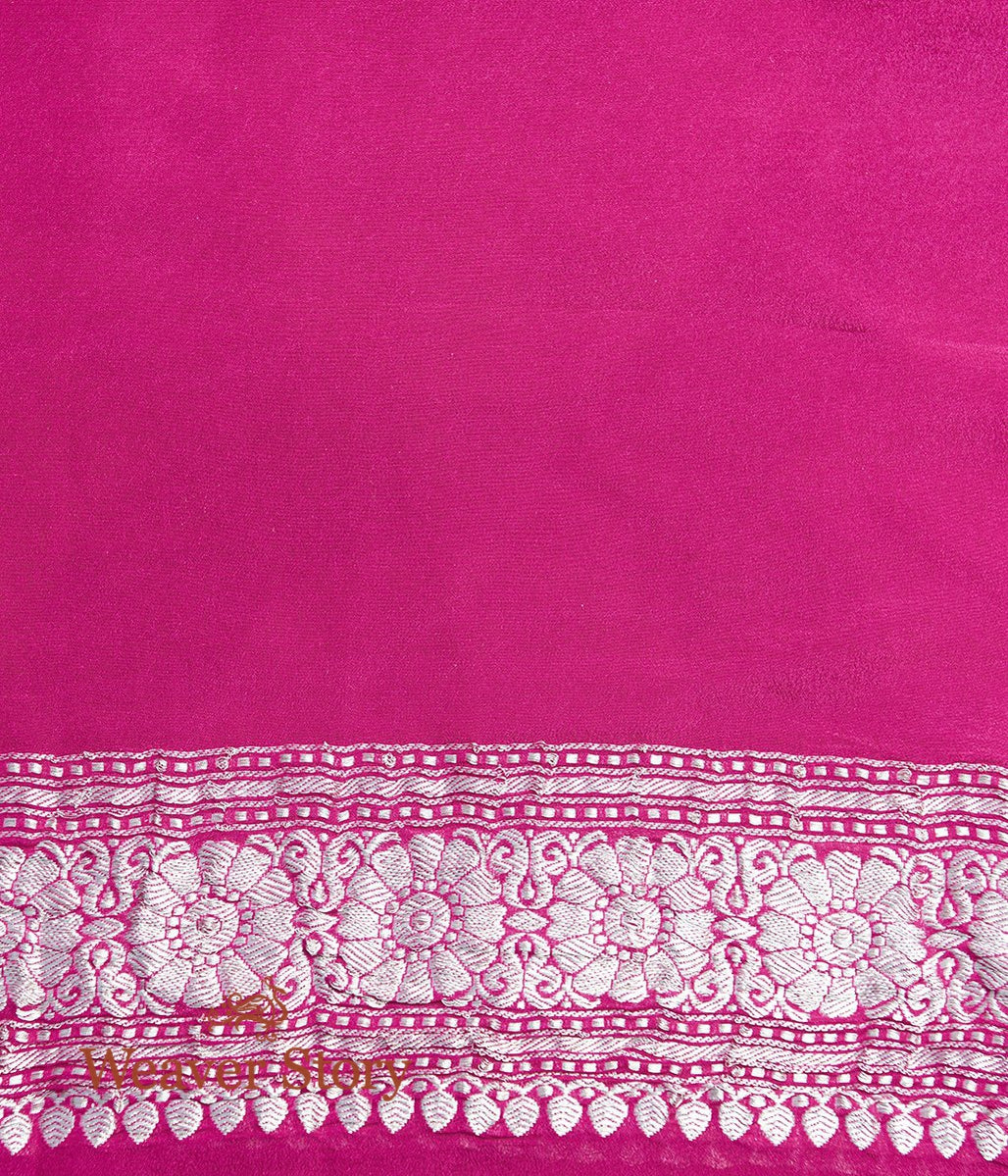 Handloom_Pink_Banarasi_Georgette_Saree_with_Silver_Zari_WeaverStory_05