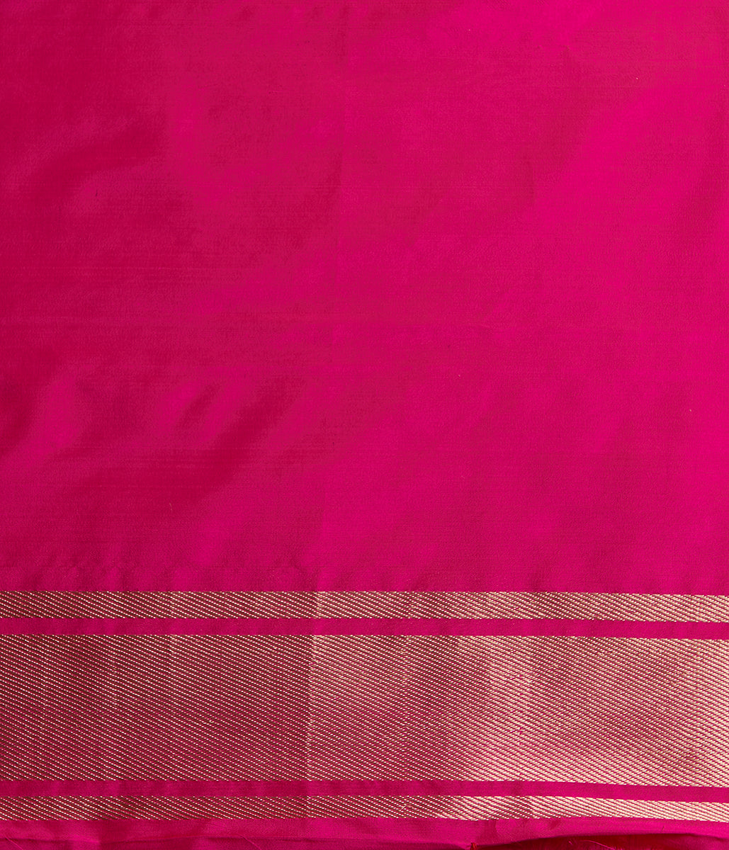 Hot_Pink_Self_Weave_Tanchoi_Saree_with_Gold_and_Silver_Zari_Paisleys_on_the_Border_WeaverStory_05